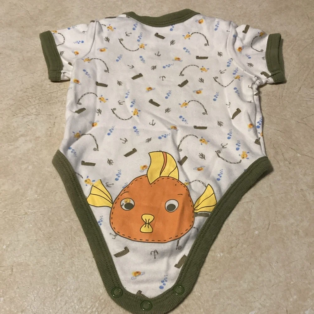 Grandpa fishing printed onesie